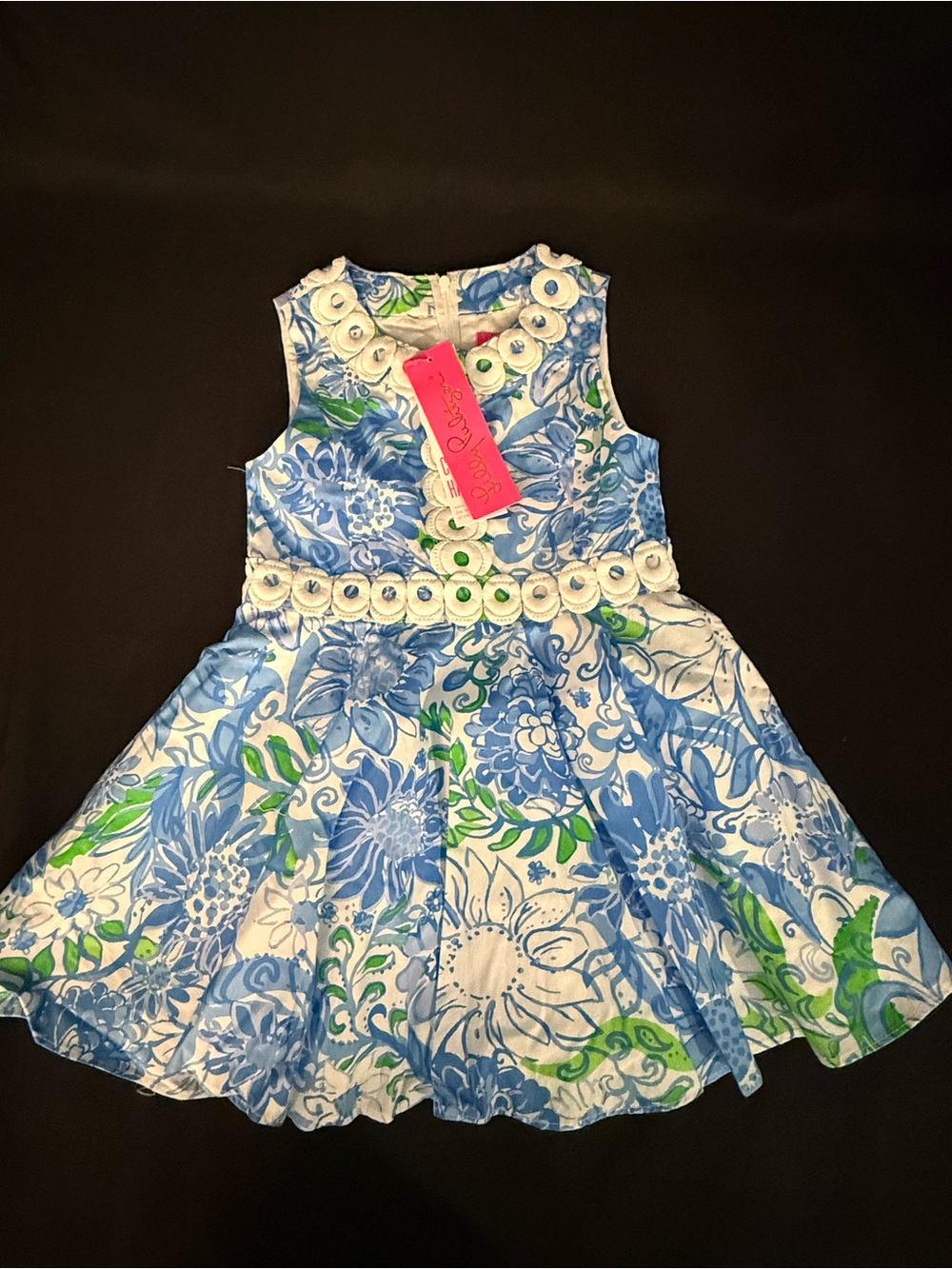 Lilly Pulitzer Blue, White & Green Floral Girls Dress